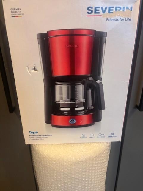 Severin KA 4817 Filter Koffiezetapparaat "Type", rood, Witgoed en Apparatuur, Koffiezetapparaten, Zo goed als nieuw, Gemalen koffie