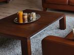 Quadra notenhouten salon tafel met rvs strip Groot ZGAN, Ophalen, 50 tot 100 cm, Zo goed als nieuw, Minder dan 50 cm