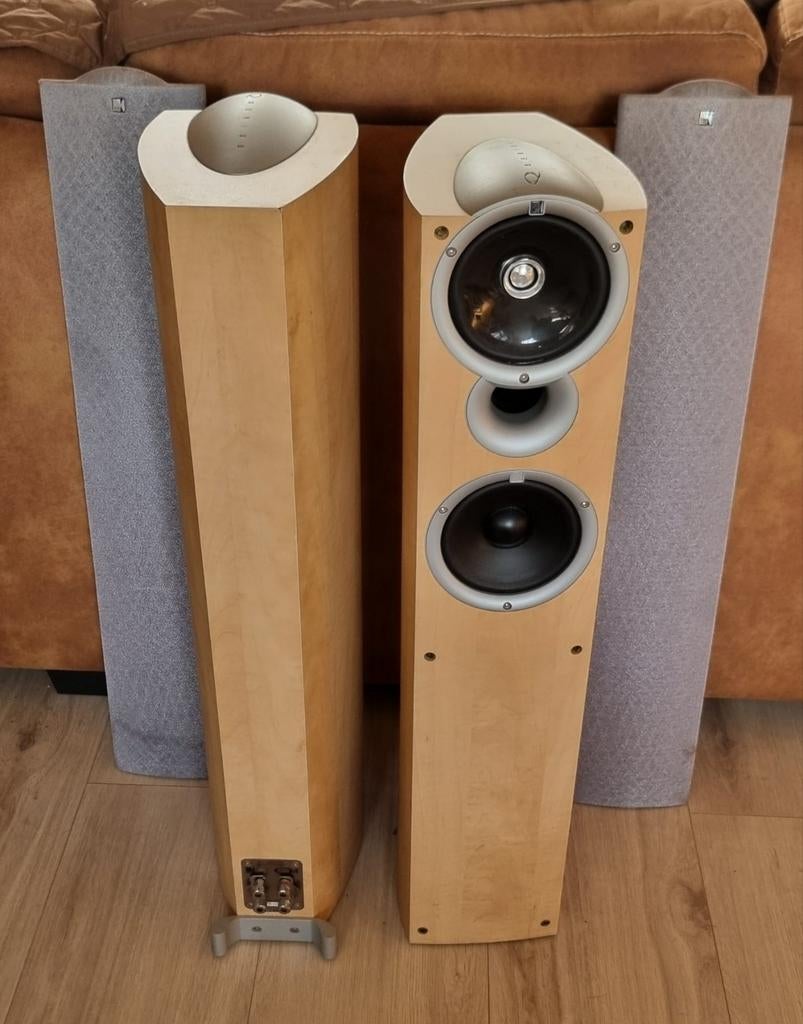 KEF Q4 torenspeakers, Ophalen of Verzenden, 120 watt of meer, Front, Rear of Stereo speakers, Overige merken