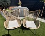 2 keer mooie loungestoel Bobbi Naturel / bruin wicker, Tuin en Terras, Ophalen, Zo goed als nieuw, Wicker