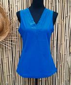 Mi Piace Travelstof top met kant Maat: S of een M, Kleding | Dames, Rokken, Maat 38/40 (M), Blauw, Ophalen of Verzenden, Zo goed als nieuw