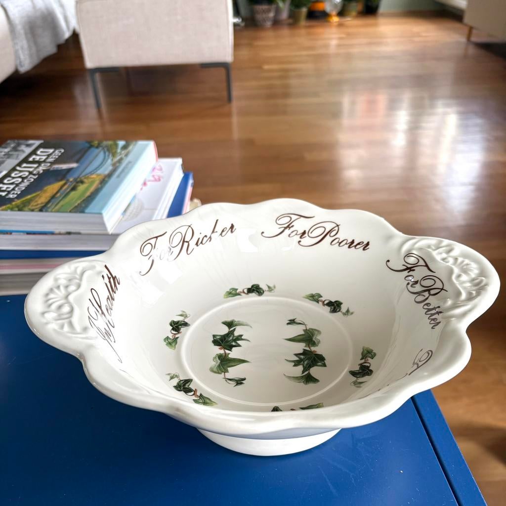 Vintage keramische schaal op voet Meander, made in England, Antiek en Kunst, Ophalen of Verzenden