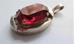 Vintage K&L zilveren hanger met grote Robijnrode steen (723), Ophalen, Zo goed als nieuw, Zilver, Zilver