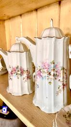 Antiek porseleinen theeservies met bloemmotief, Ophalen of Verzenden