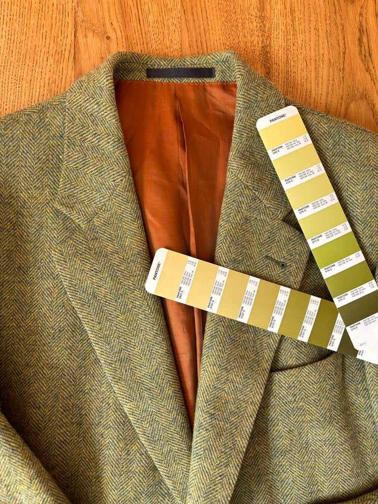 Eduard Dressler Groen wollen jas met visgraatmotief, Ophalen of Verzenden, Gedragen, Overige maten, Groen