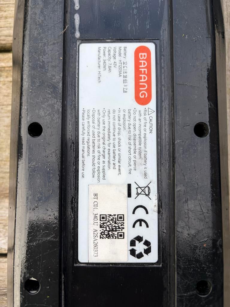 Bafang fietsaccu 43V 12.8Ah 550Wh, Ophalen, Gebruikt