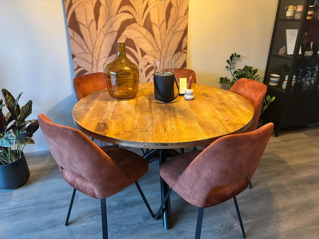 Eettafel, Huis en Inrichting, Tafels | Eettafels, Ophalen, 100 tot 150 cm, Rond, Zo goed als nieuw