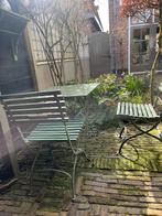 Tuinset bistro , latjes stoelen met tafel , ijzer, Tuin en Terras, Tuinsets en Loungesets, Overige materialen, Gebruikt, Tuinset