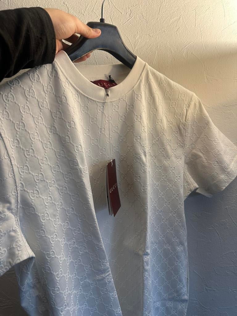 Gucci T-shirt wit met all-over logo print – Nieuwstaat, Ophalen of Verzenden, Zo goed als nieuw, Wit