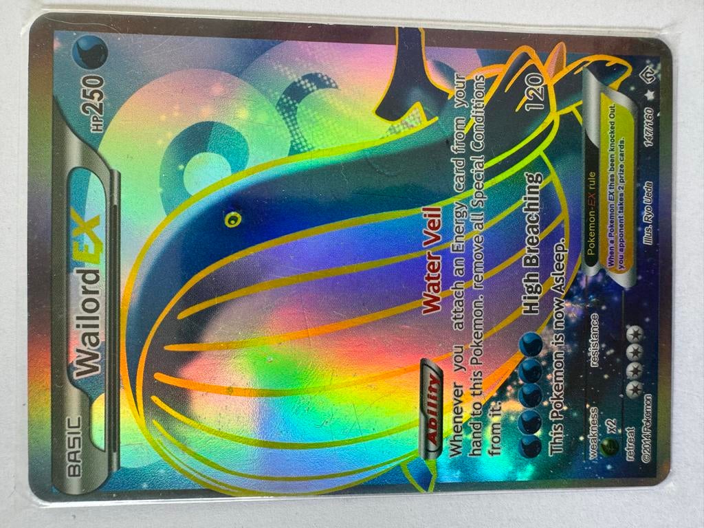 Wailord EX 147/160 Full Art Pokémon Kaart, Ophalen of Verzenden, Zo goed als nieuw, Losse kaart, Foil