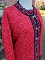 Windfjord Noors wollen vest windstopper 44 46 XL folklore, Ophalen of Verzenden, Zo goed als nieuw, Rood, Maat 46/48 (XL) of groter