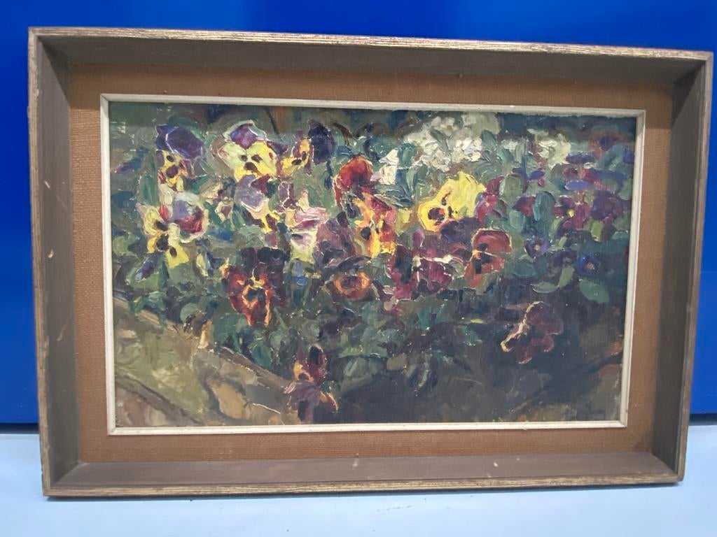 Prachtig Schilderij “bloemstilleven van viooltjes”, Antiek en Kunst, Kunst | Schilderijen | Klassiek, Ophalen of Verzenden