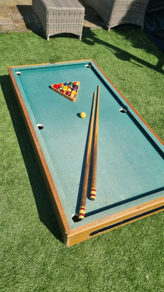Homas mini pooltafel compleet bijna gratis, Sport en Fitness, Biljarten en Poolen, Ophalen, Gebruikt, Pooltafel