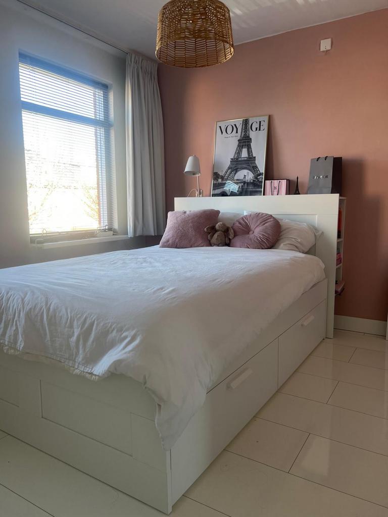 Brimnes bed 140 x 200, Ophalen, Gebruikt, Wit, Tweepersoons