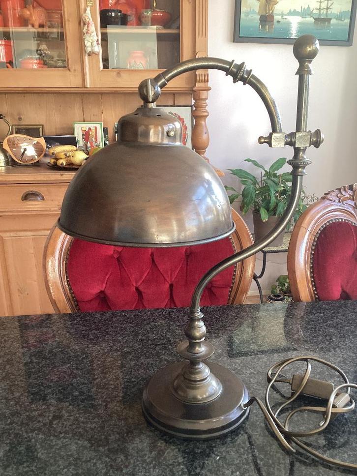 Tafellamp, lamp, GK, bronskleurig, steampunk, vintage, Huis en Inrichting, Lampen | Tafellampen, Gebruikt, Minder dan 50 cm, Ophalen