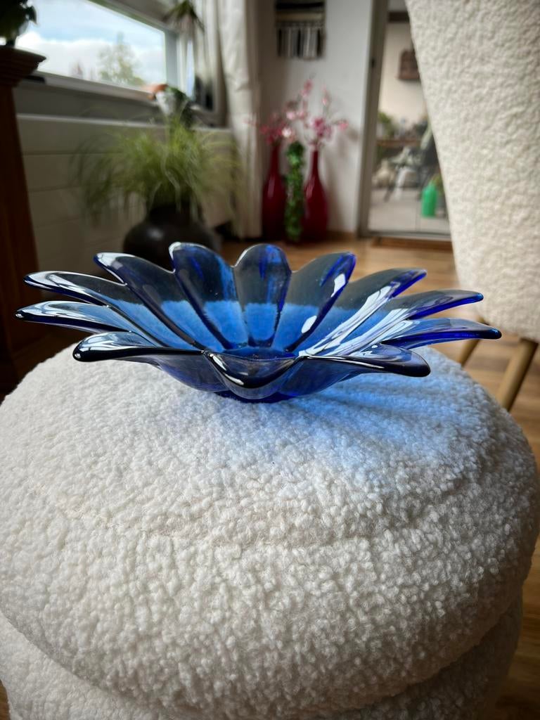 Schaal vaas dolfijn blauw glas, Ophalen, Blauw, Minder dan 50 cm, Glas