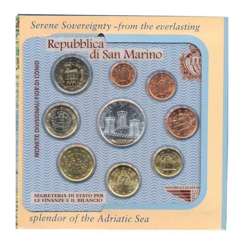 San Marino Euromuntset 2005 incl. zilveren 5 Euro Antonio On, Ophalen of Verzenden, San Marino, 5 euro, Setje