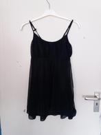 Een gevoerd Top, van zwarte transparante ribbel stof ., Zwart, Ophalen of Verzenden, Zo goed als nieuw, Ichi.