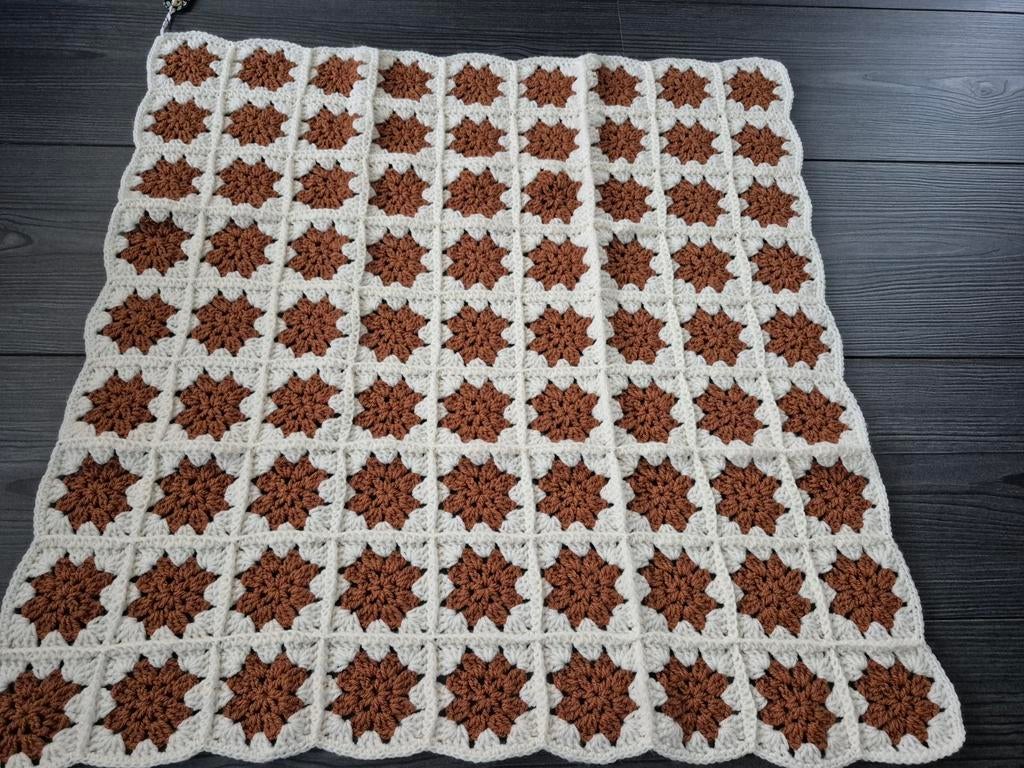 GEHAAKTE BABYDEKEN (ECRU/LICHT BRUIN) NIEUW, Ophalen, Nieuw, Deken