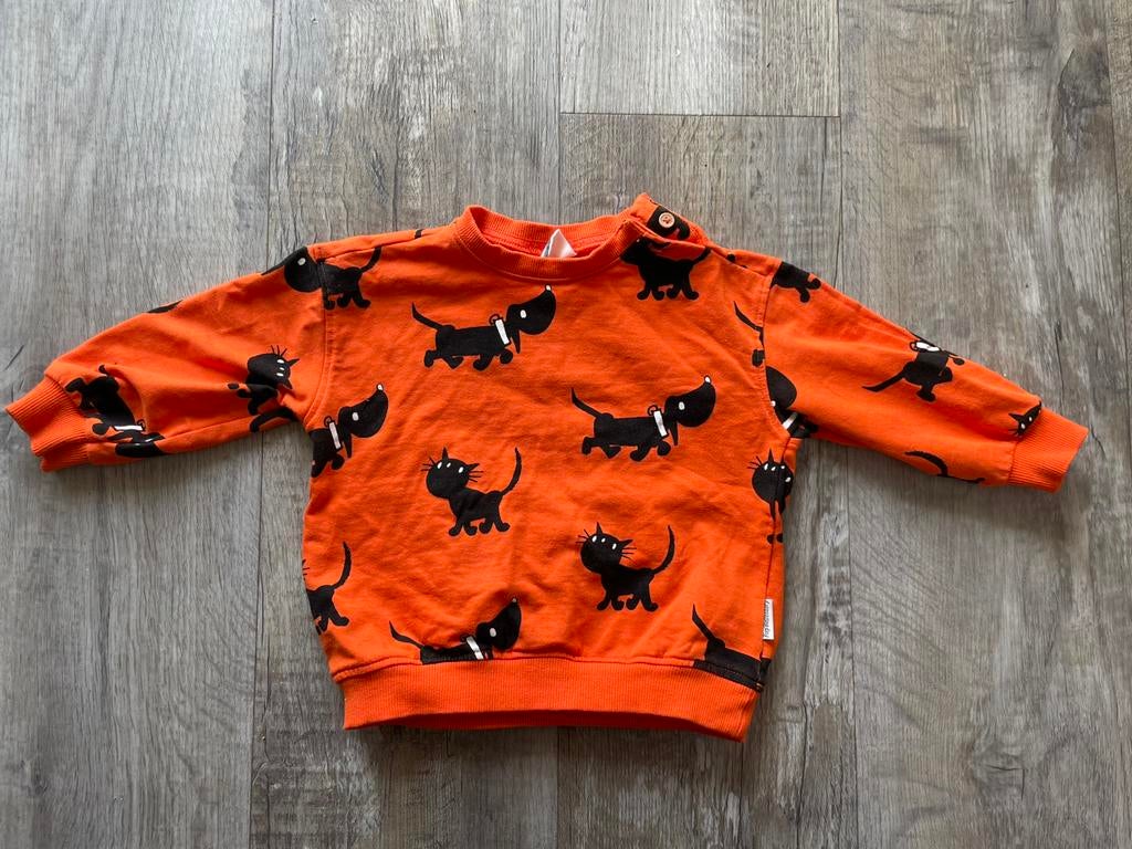 Oranje trui met Takkie en Siep maat 80, Ophalen, Zo goed als nieuw, Jongetje of Meisje, Truitje of Vestje