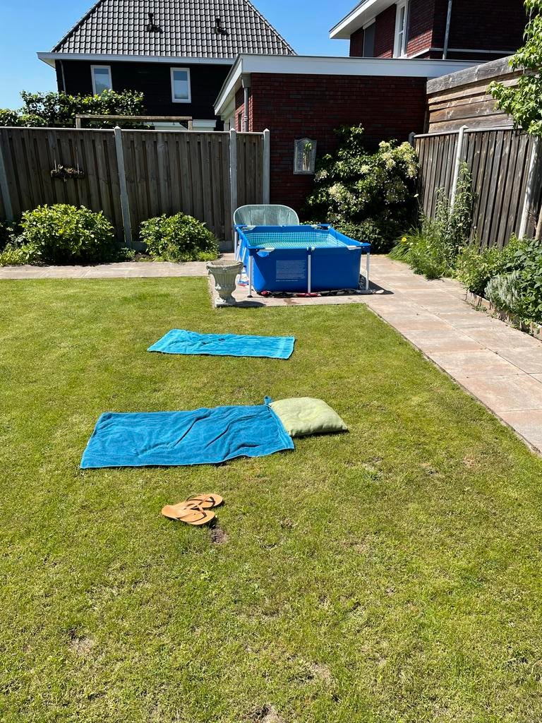 Blauw opzetzwembad, Tuin en Terras, Ophalen, Gebruikt, Minder dan 80 cm, Minder dan 200 cm