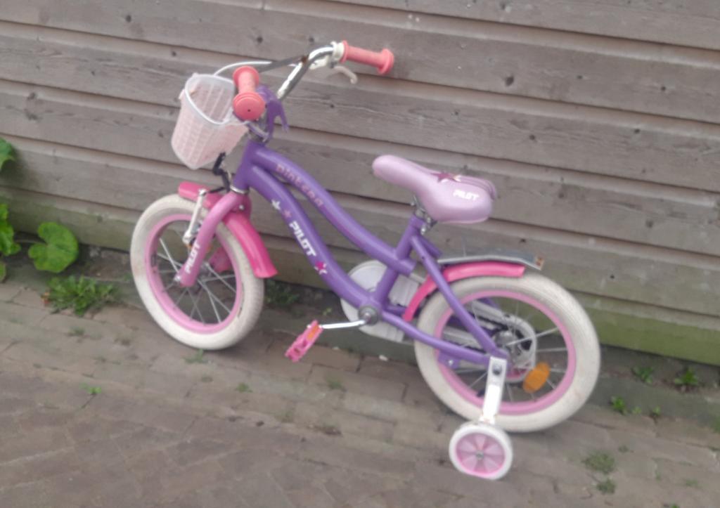 Pilot prinsessen fietsje €15,-, Ophalen, Zijwieltjes, Gebruikt, Minder dan 16 inch