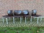 4x Leolux Myto eetkamerstoelen bruin leer, Ophalen, Gebruikt, Bruin, Leolux