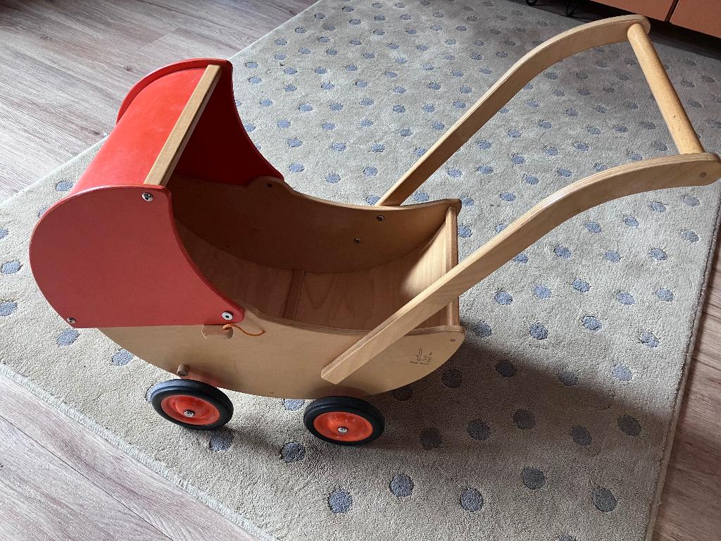 Poppenwagen Van Dijk met oranje kap, Ophalen, Gebruikt, Duw- of Trekspeelgoed