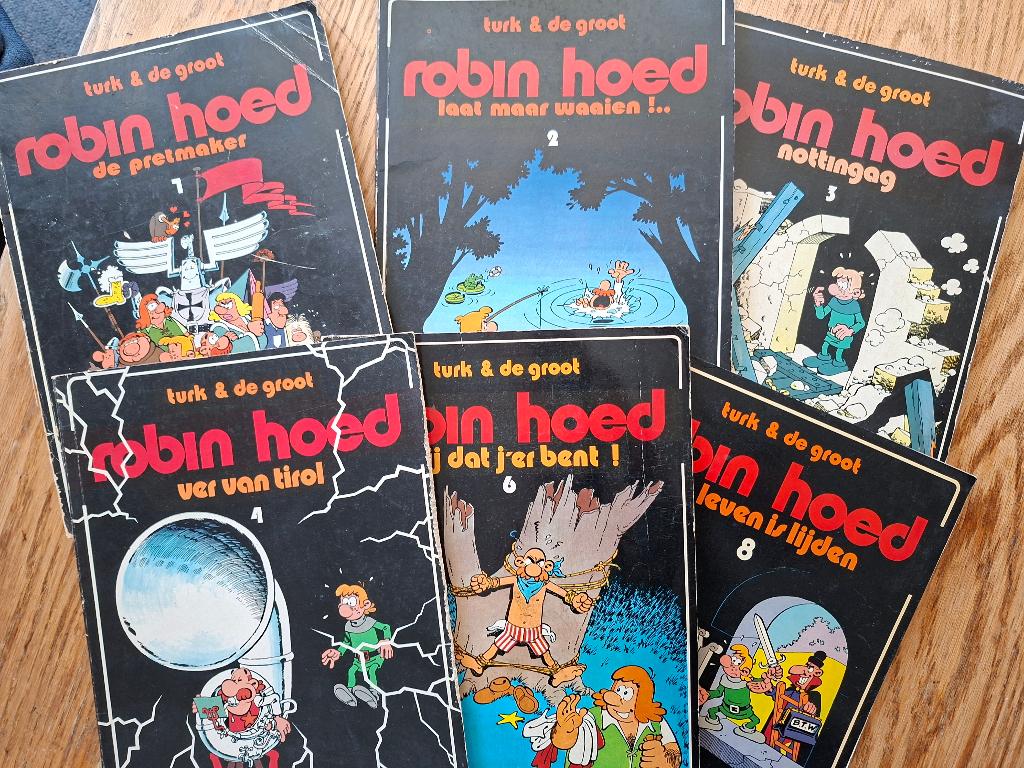 Robin Hoed 6x Turk & de Groot 1/4, 6, 8 ook los te koop ruil, Gelezen, Ophalen of Verzenden, Turk & De Groot, Meerdere stripboeken