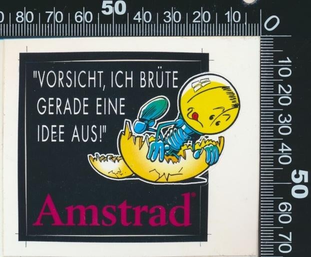 Sticker: Amstrad - Vorsicht ich brute gerade eine idee aus, Ophalen of Verzenden, Zo goed als nieuw, Bedrijf of Vereniging