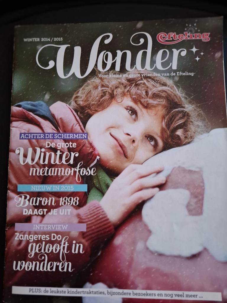 Wonder Efteling winter 2014/2015. Met poster in midden., Ophalen of Verzenden, Zo goed als nieuw