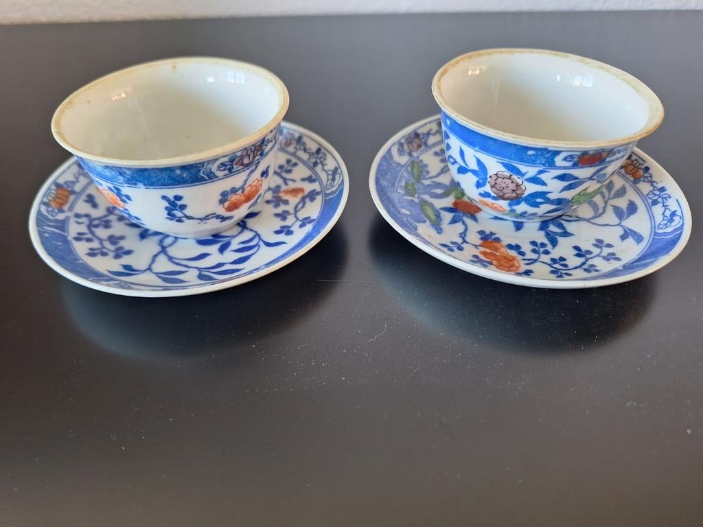 Antieke Chinese Porseleinen Kopjes en Schotels (2 sets), Antiek en Kunst, Antiek | Porselein, Ophalen of Verzenden