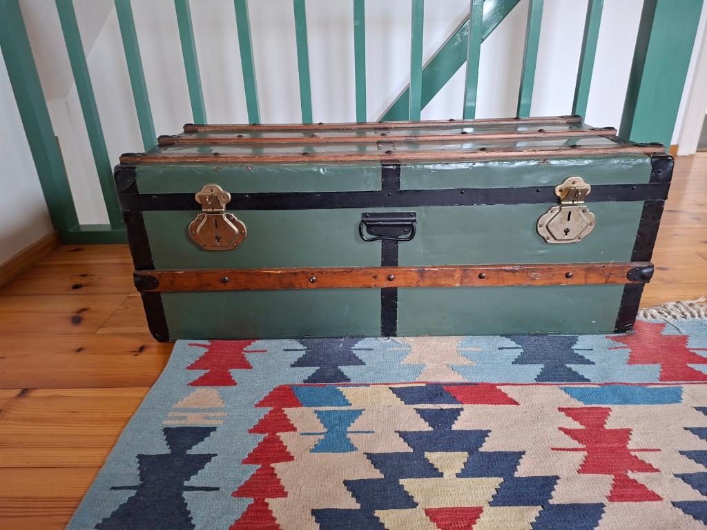 hutkoffer, steamer trunk, Huis en Inrichting, Woonaccessoires | Kisten, Minder dan 50 cm, Gebruikt, 50 tot 100 cm, Minder dan 50 cm