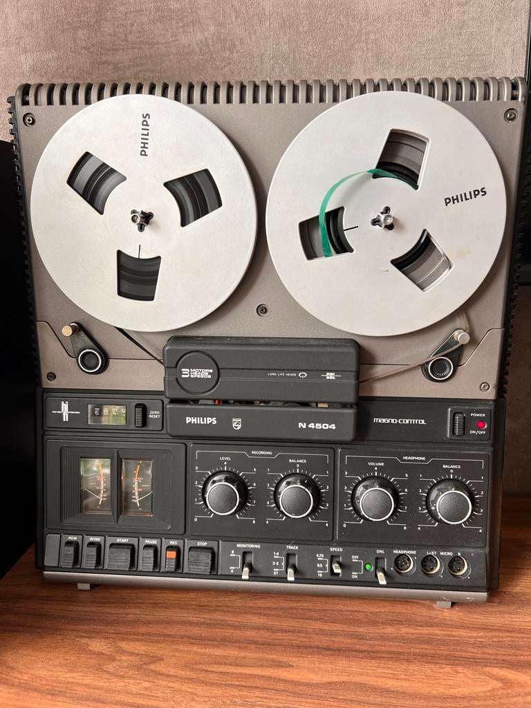 Philips N4504 Bandrecorder - Vintage Tape-Deck, Ophalen, Bandrecorder, Met stofkap