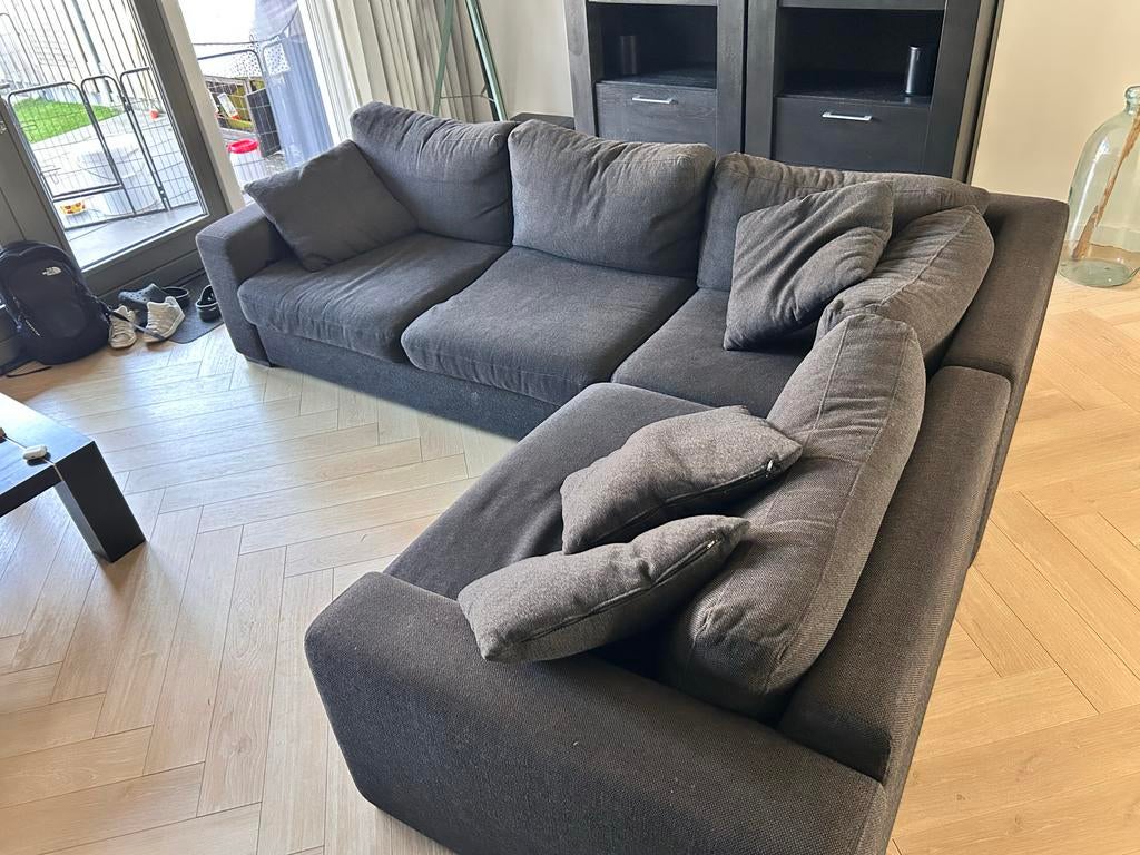 Grote donkergrijze hoekbank, Ophalen, Gebruikt, 100 tot 125 cm, Hoekbank