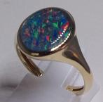 Gouden zegelring (5) met Australische Opaal - Unieke kleuren, 18 tot 19, Nieuw, Dame of Heer, Met edelsteen
