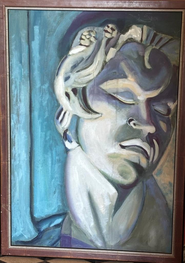 Faun van Barberini OLIEVERF schilderij met houten lijst, Antiek en Kunst, Ophalen of Verzenden