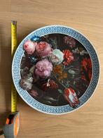 Heinen Delfts Blauw wandbord: Bloemen Gouden Eeuw, 31,5 cm, Ophalen