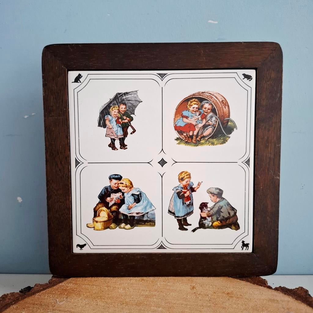 Vintage tegeltableau 'Ot en Sien', Ophalen of Verzenden