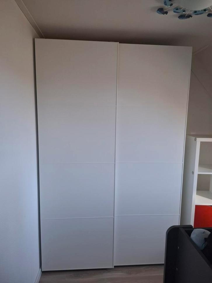 Dubbele (IKEA) PAX kledingkast met PAX Maln schuif, Huis en Inrichting, Kasten | Kledingkasten, Gebruikt, 200 cm of meer, 100 tot 150 cm