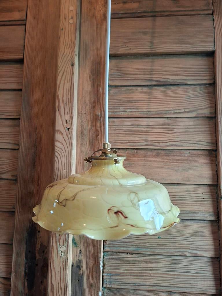 Mooi oud glazen hanglamp , art deco hanglamp, Ophalen of Verzenden