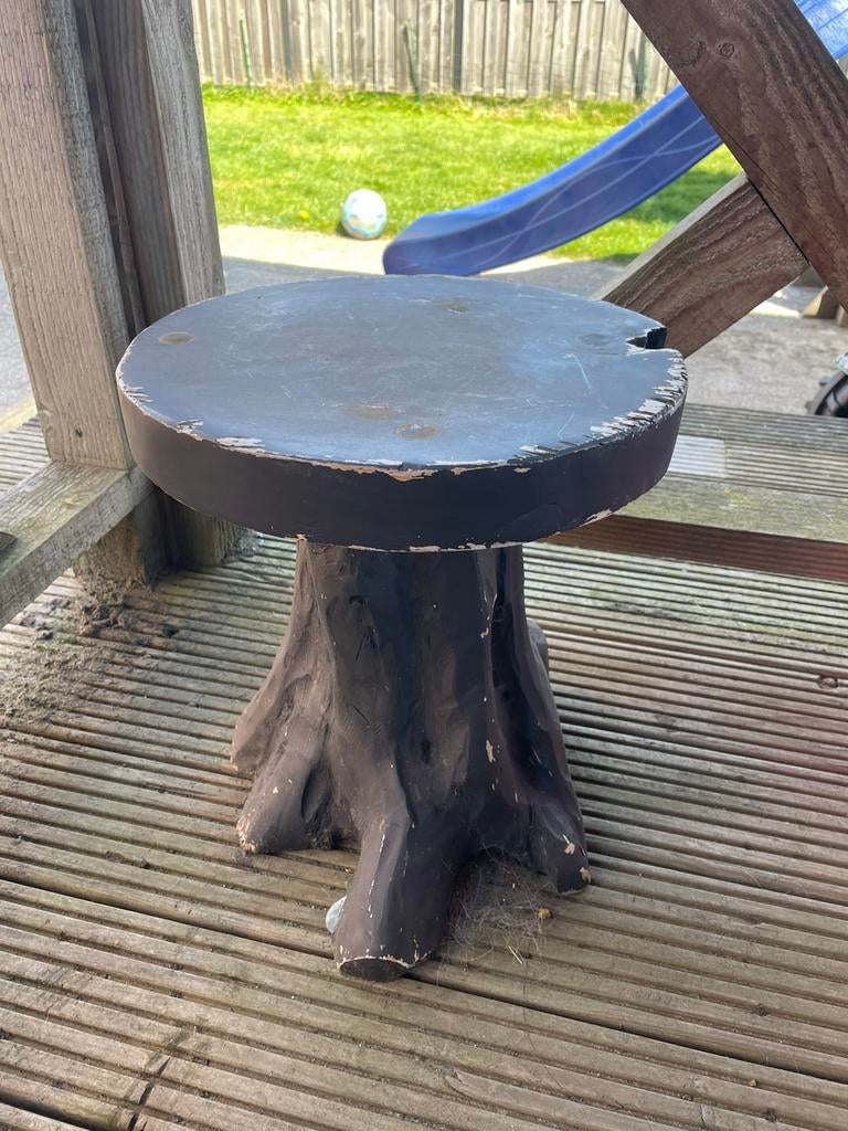 Zwart boomstam tafeltje, Ophalen, Zo goed als nieuw, Rechthoekig, Hout