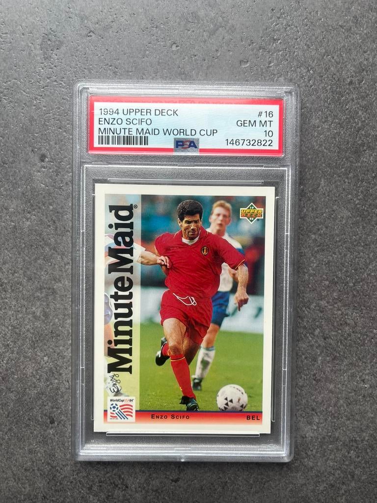 1994 Upper Deck WK Minute Maid Enzo Scifo PSA 10, Verzenden, Zo goed als nieuw, Plaatje