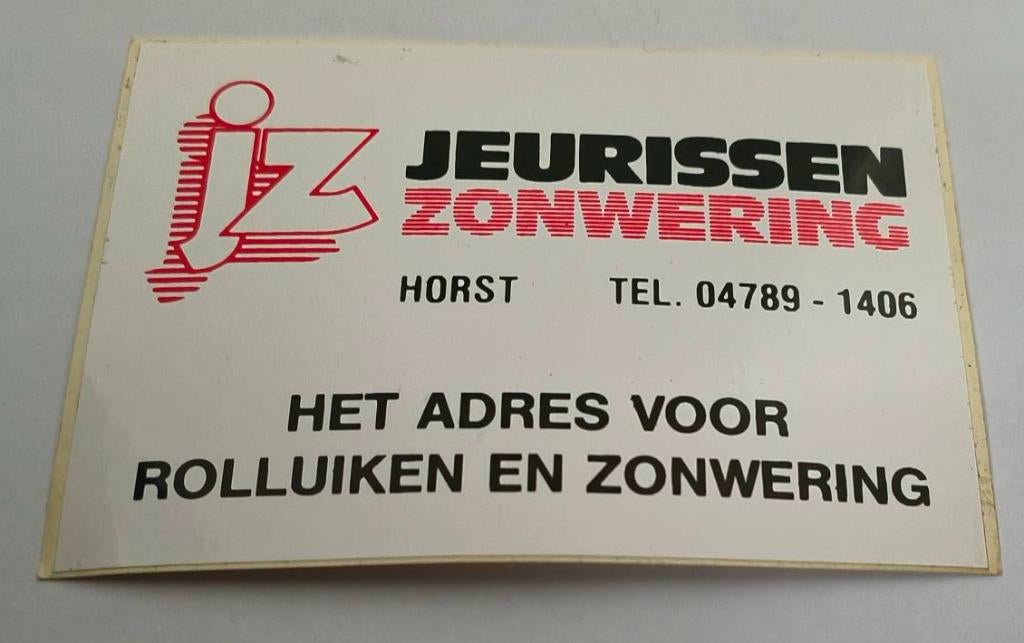Sticker Jeurissen zonwering Horst, Ophalen of Verzenden, Zo goed als nieuw, Bedrijf of Vereniging