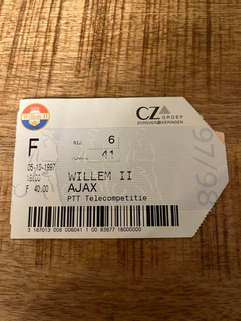 Willem || - Ajax ticket 05-10-1997, Ophalen of Verzenden, Ajax, Overige typen