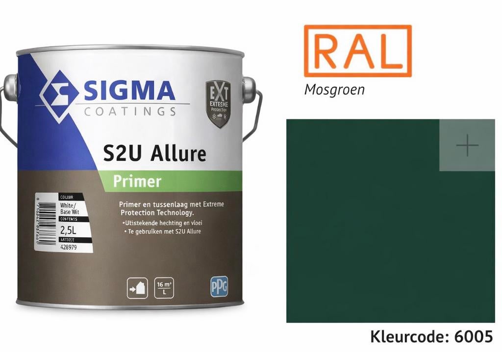Sigma Allure s2u Primer Ral 6005 Groen 2.5L Nieuw, Verzenden, Nieuw, Wit