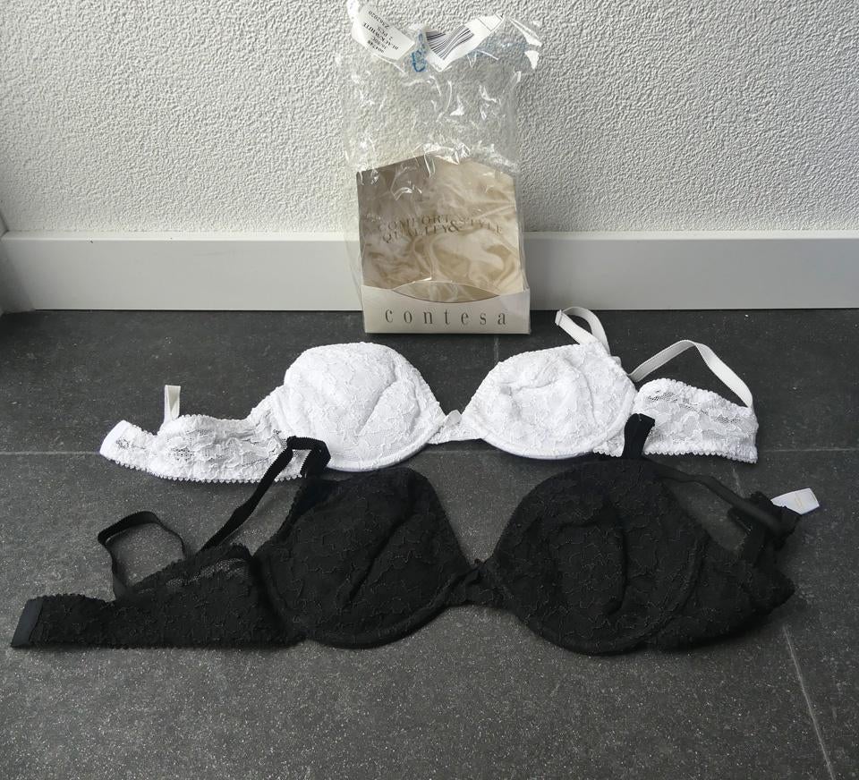 Contesa bh's zwart en wit beugelbeha maat 80 C - NIEUW!, Contesa, Ophalen of Verzenden, Wit, BH