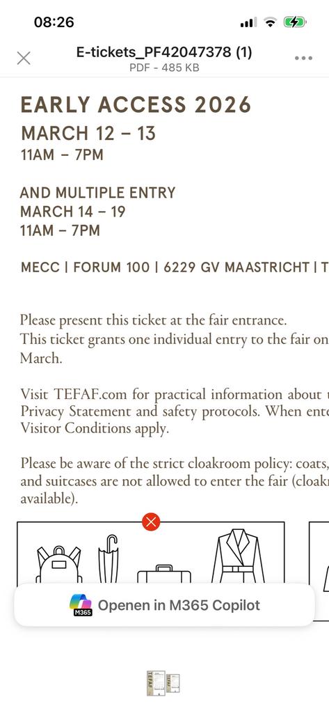 Tefaf tickets, Tickets en Kaartjes, Twee personen