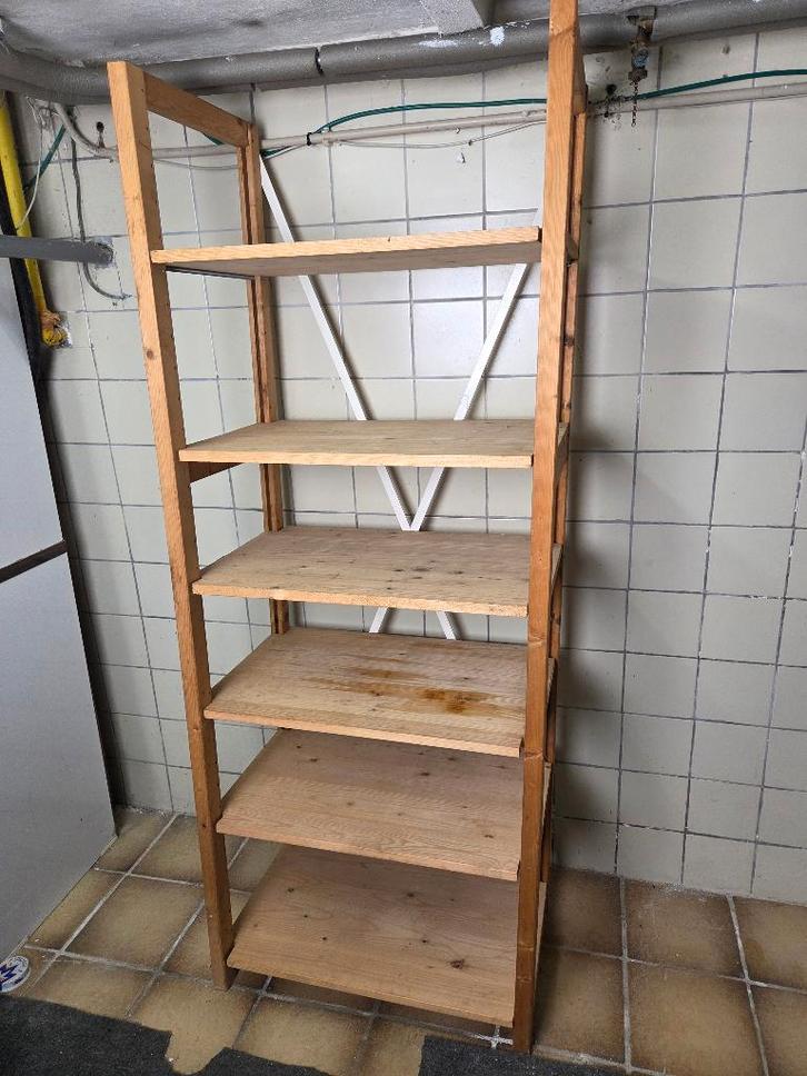 houten legbordstelling / houten stelling, 6 planken, Huis en Inrichting, Kasten | Stellingkasten, Gebruikt, Ophalen
