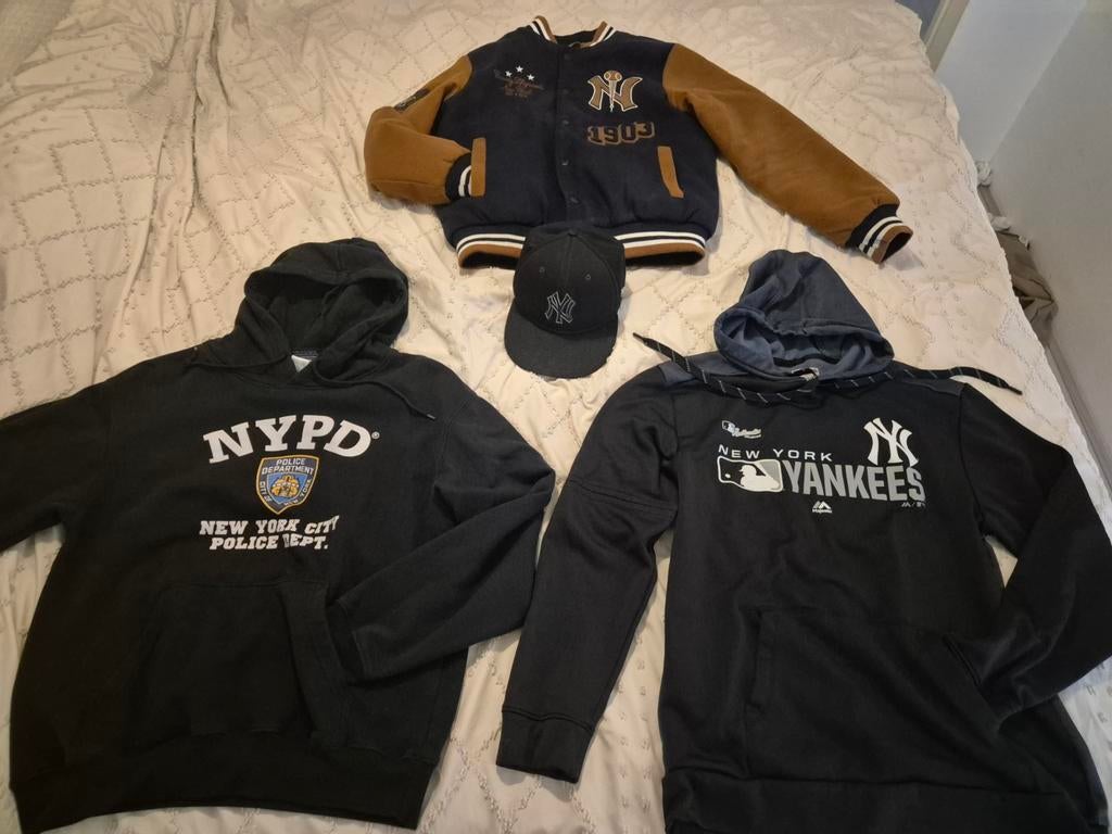 New York Yankees hoodie+Cap/pet+NYPD hoodie+NY baseball jack, Ophalen of Verzenden, Zo goed als nieuw